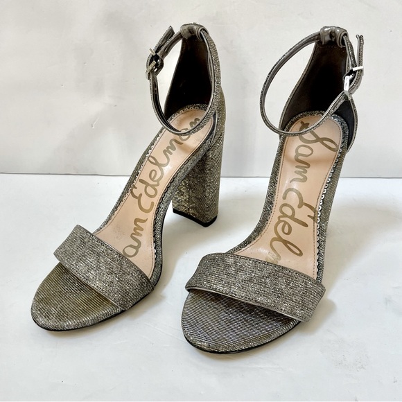 Sam Edelman Yaro Metallic Block Heel Size 8 Wide - Picture 9 of 12